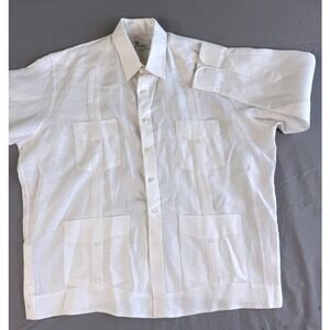 Panabrisa Corona Cubana Shirt 2XL Mens White Linen Guayabera Long Sleeve Tropic‎